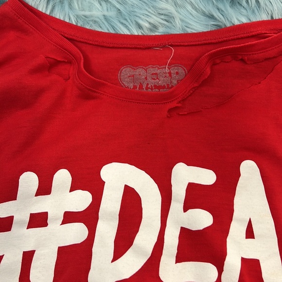 EUC! Red #Dead Creep Street Distressed Crop Top! Size Large - Picture 2 of 5